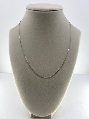 Solid 925 Sterling Silver Box Chain Necklace 0.7mm 16"+2" 1.3g